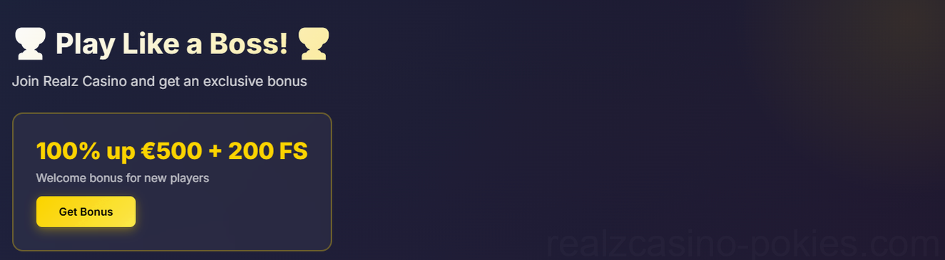 Realz Casino Welcome Bonus